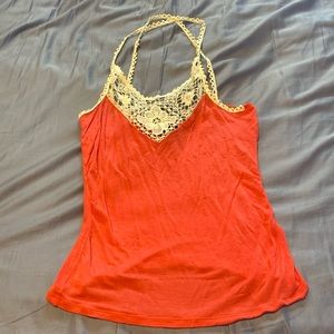 Arden b Small coral lace tank